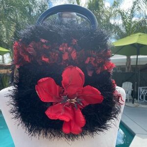 Sacks and the City Red and Black Furry Bag